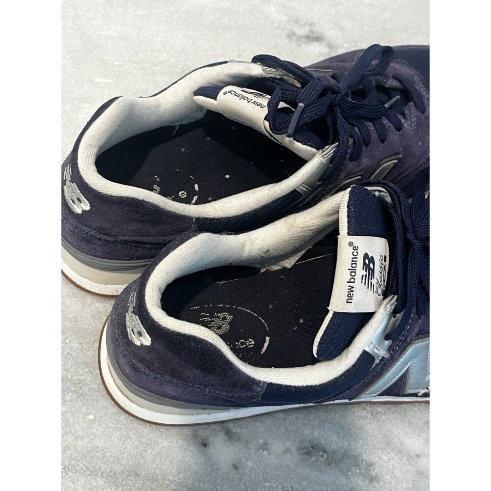 New Balance 574 Classic Mens Navy Blue Silver Suede‎ Sneakers ML574EGN Gum Sole - Picture 10 of 12